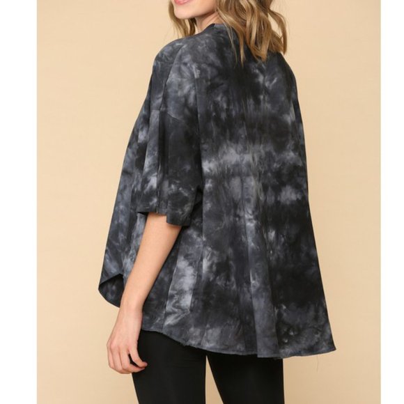 🎉Oversized Boxy Tie Dye Navy Top - Picture 4 of 4